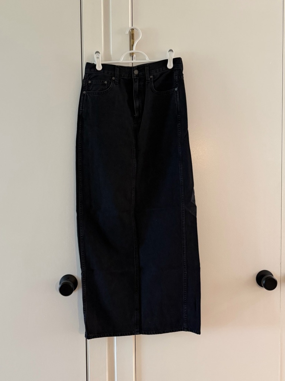 Aritzia Black Denim Maxi Skirt